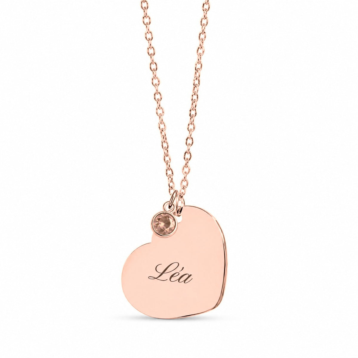 Amor – collier cœur gravé, plaqué or rose