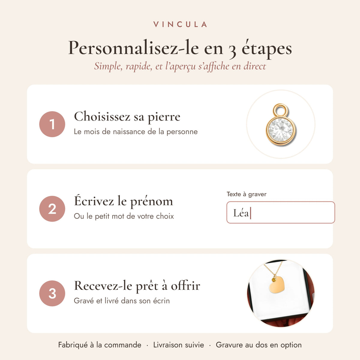 Personnalisez votre collier en 3 étapes