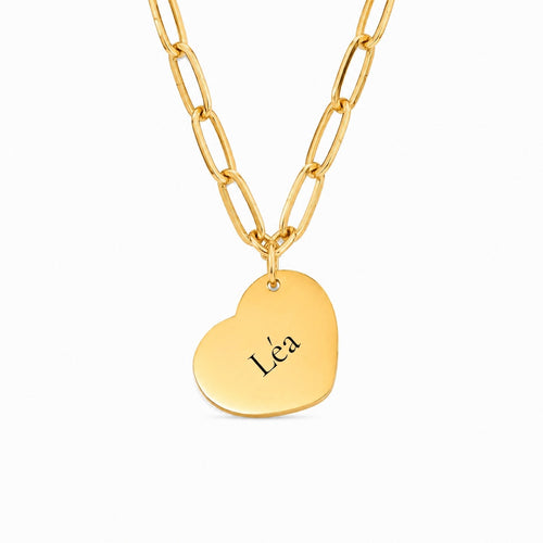 Cor – collier cœur gravé maille trombone, Vincula
