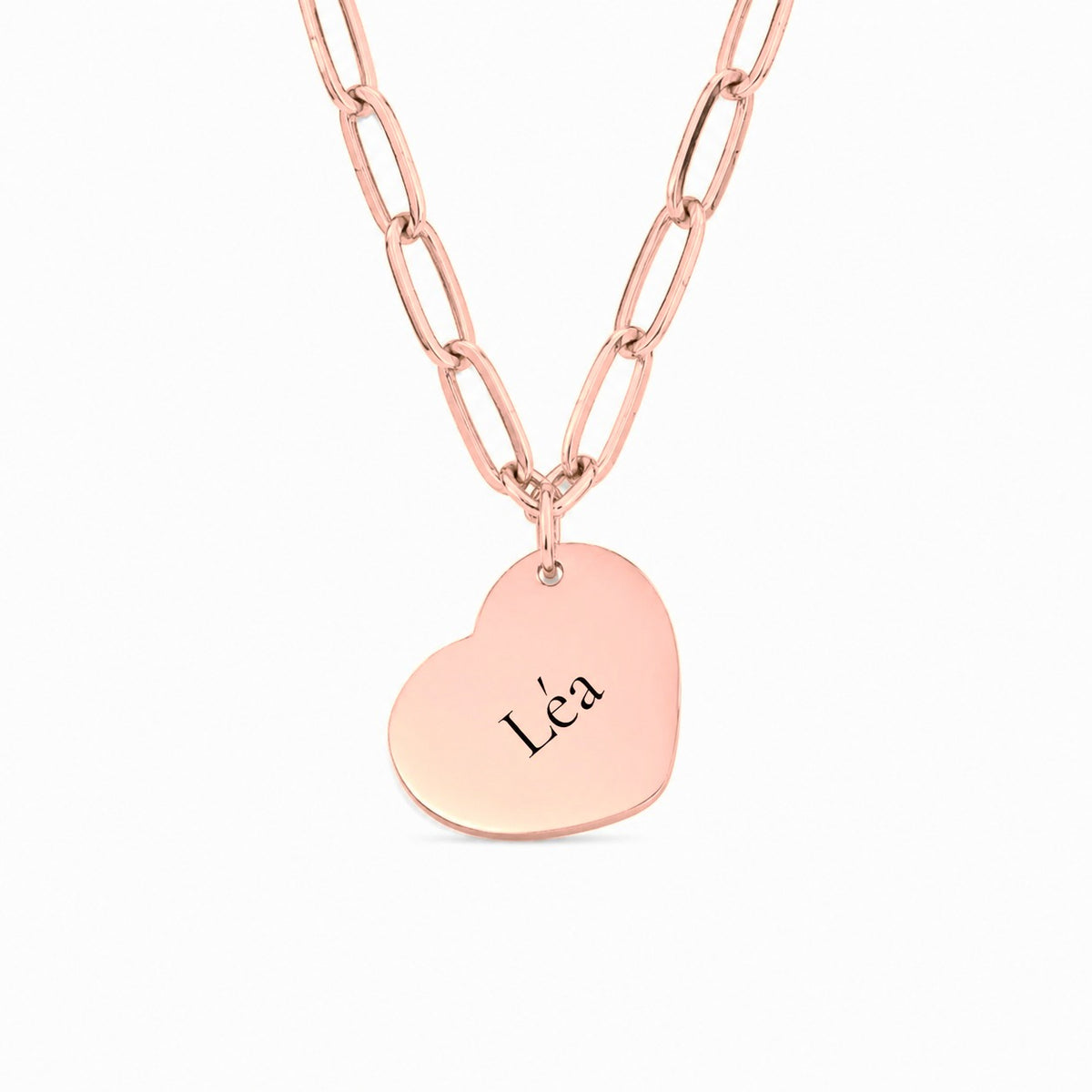 Cor – collier cœur gravé, plaqué or rose