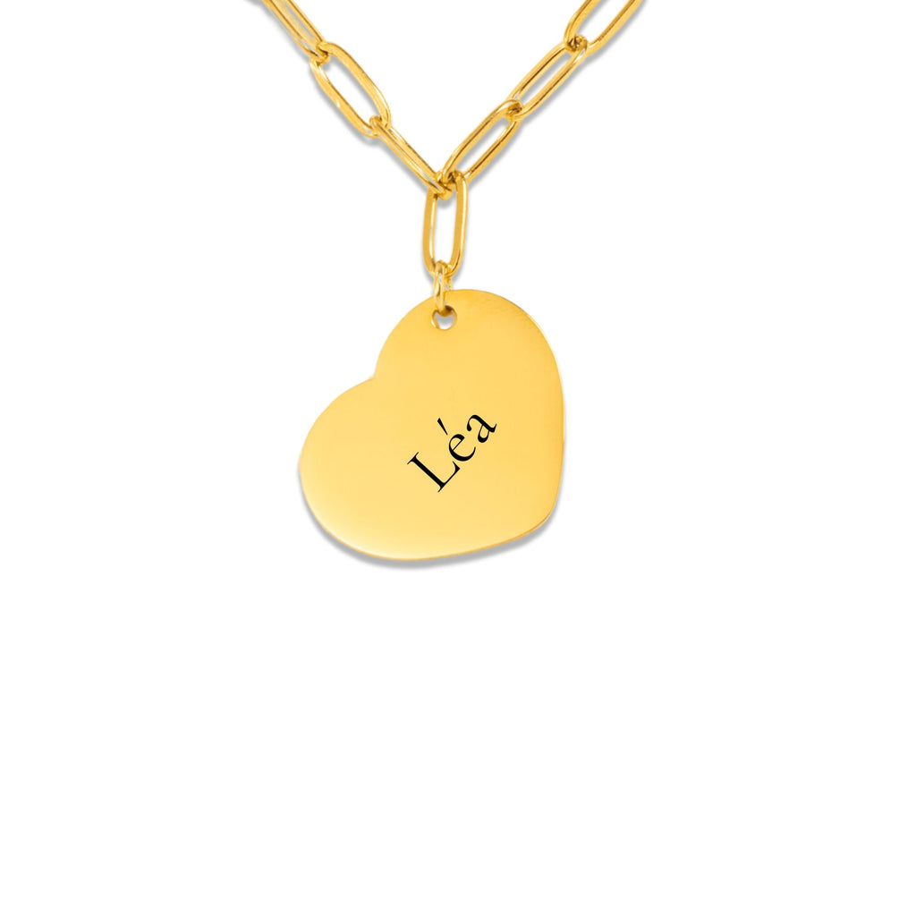Cor – collier cœur gravé maille trombone, Vincula