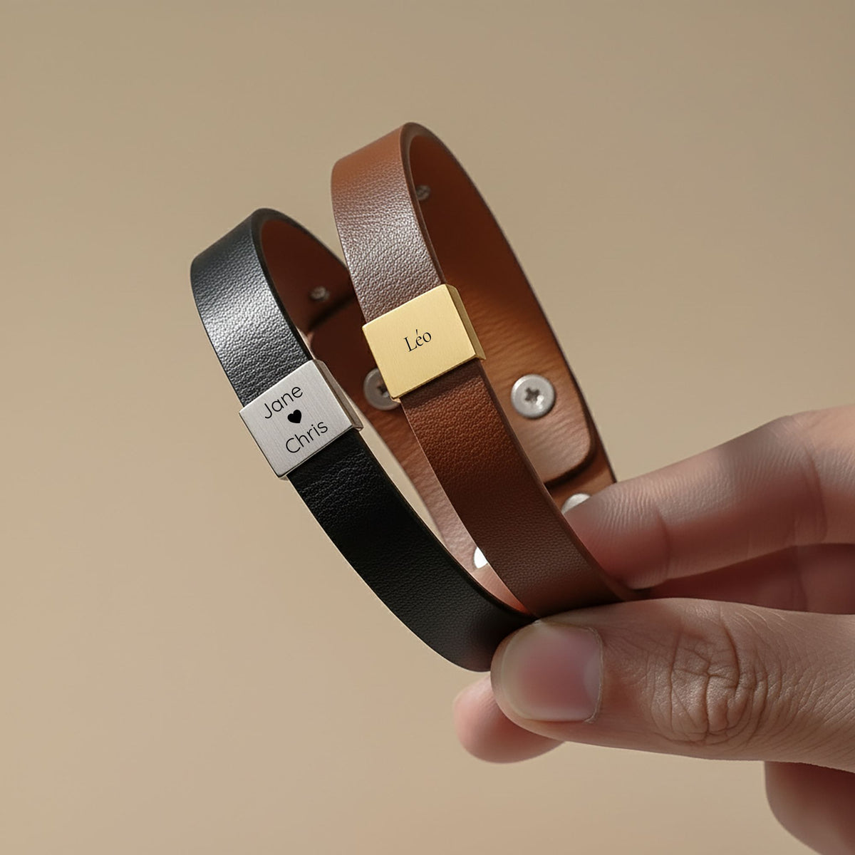 Vir – bracelet cuir homme gravé, Vincula