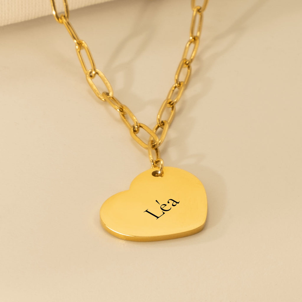 Cor – collier cœur gravé maille trombone, Vincula