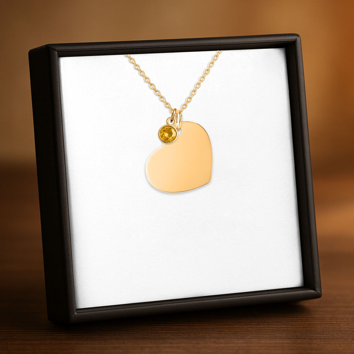 Amor – Collier cœur & pierre de naissance