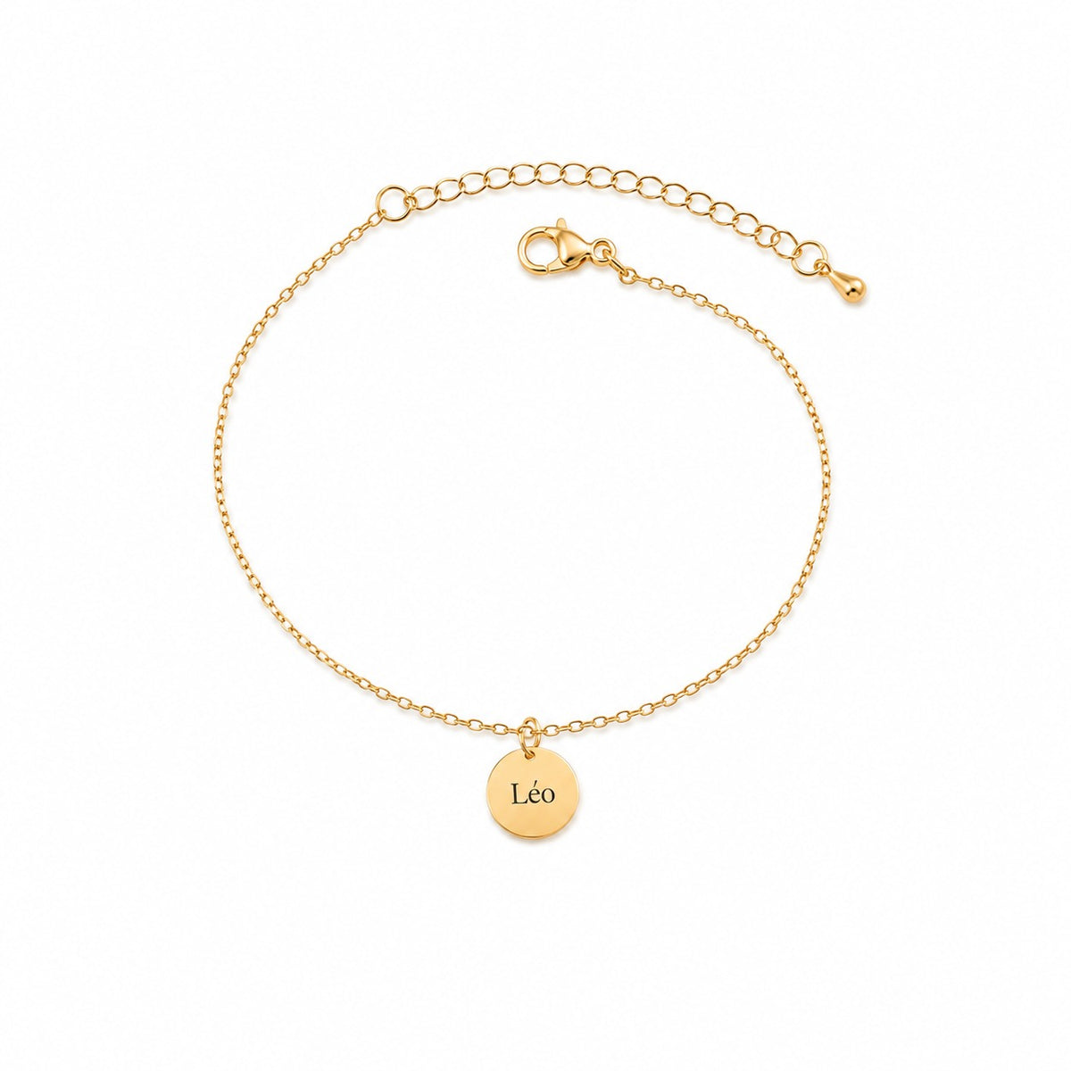 Bracelet Fidelis médaille gravée Léo, plaqué or