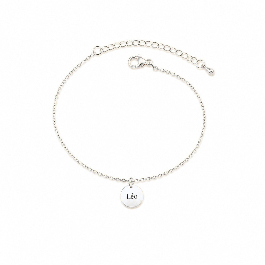 Fidelis – bracelet prénom gravé, acier argenté