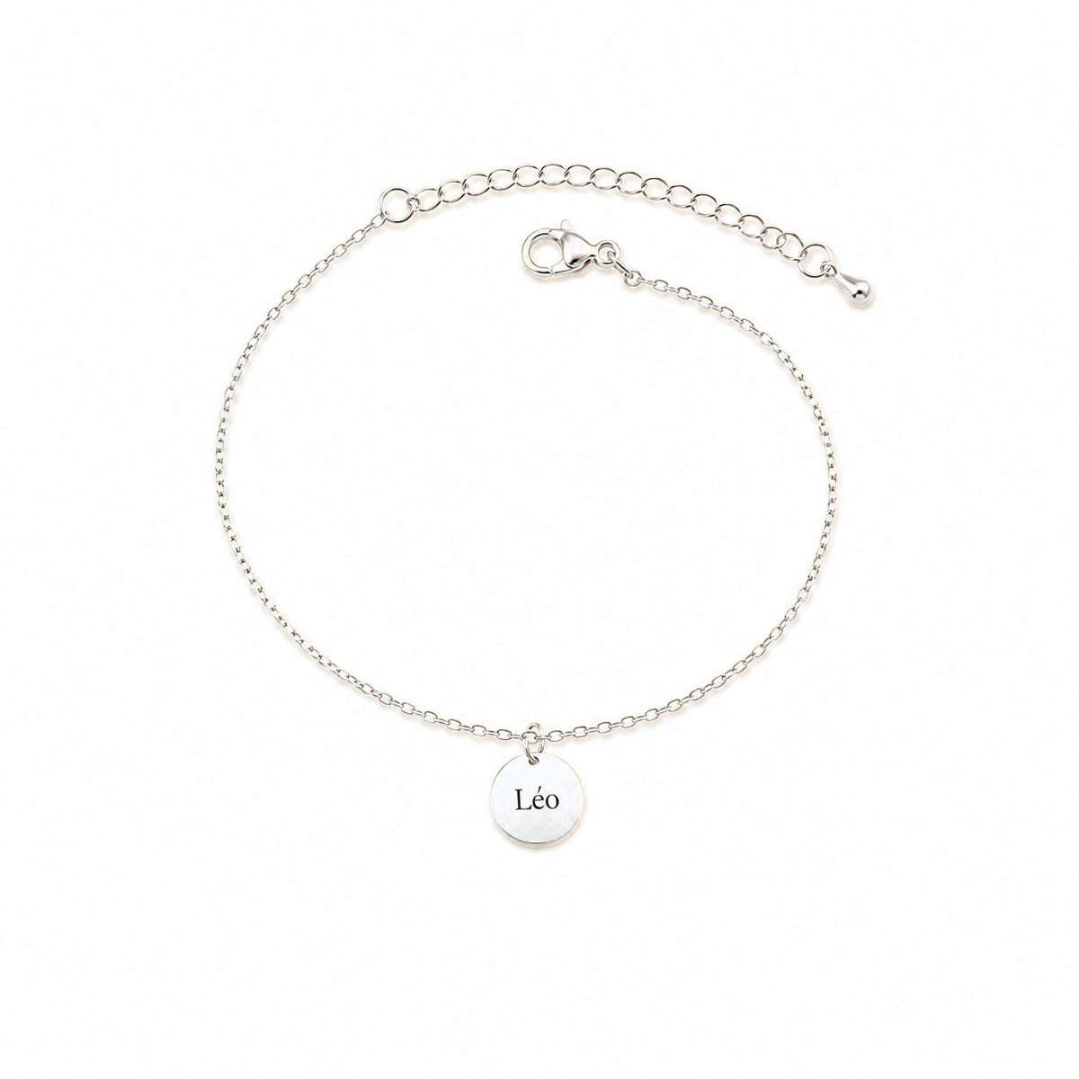 Fidelis – bracelet prénom gravé, acier argenté