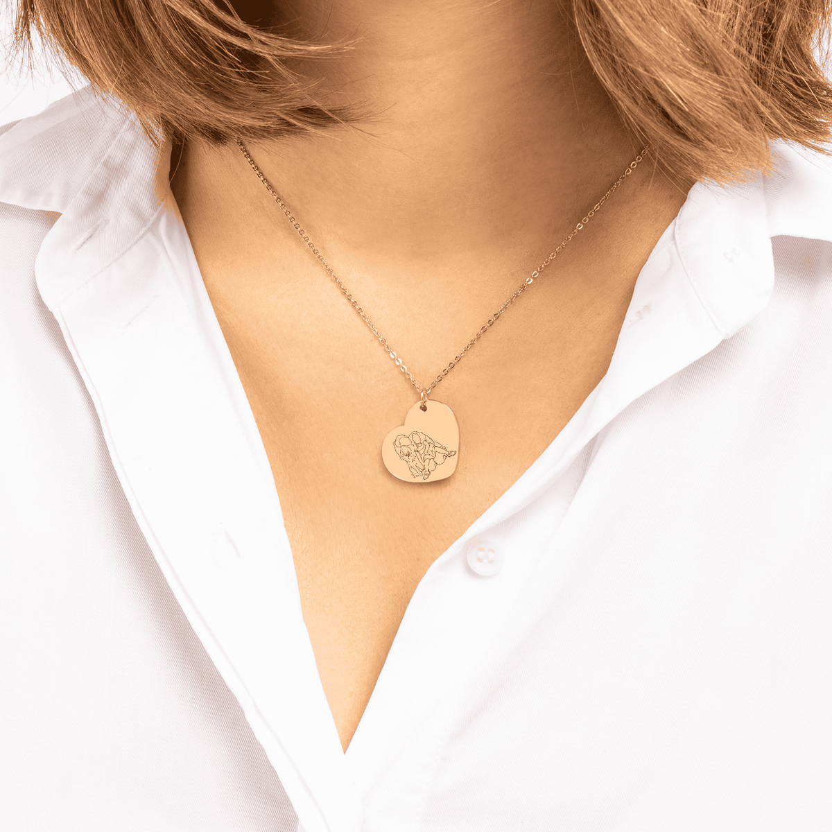 Imago – Collier cœur portrait gravé