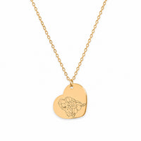 Collier Imago cœur gravé d'un portrait, plaqué or