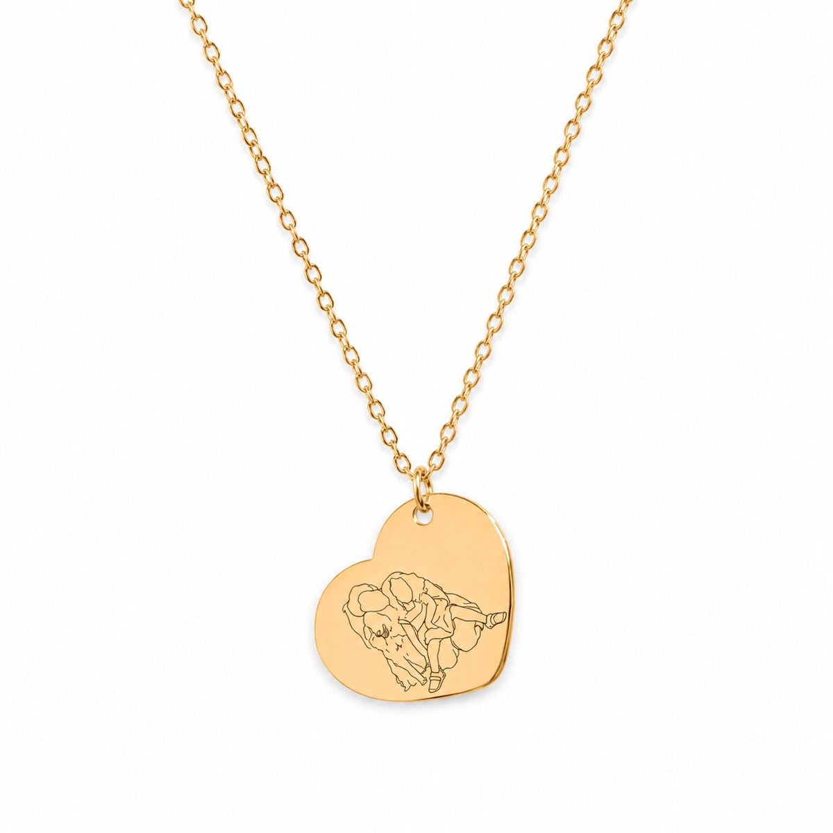 Collier Imago cœur gravé d'un portrait, plaqué or