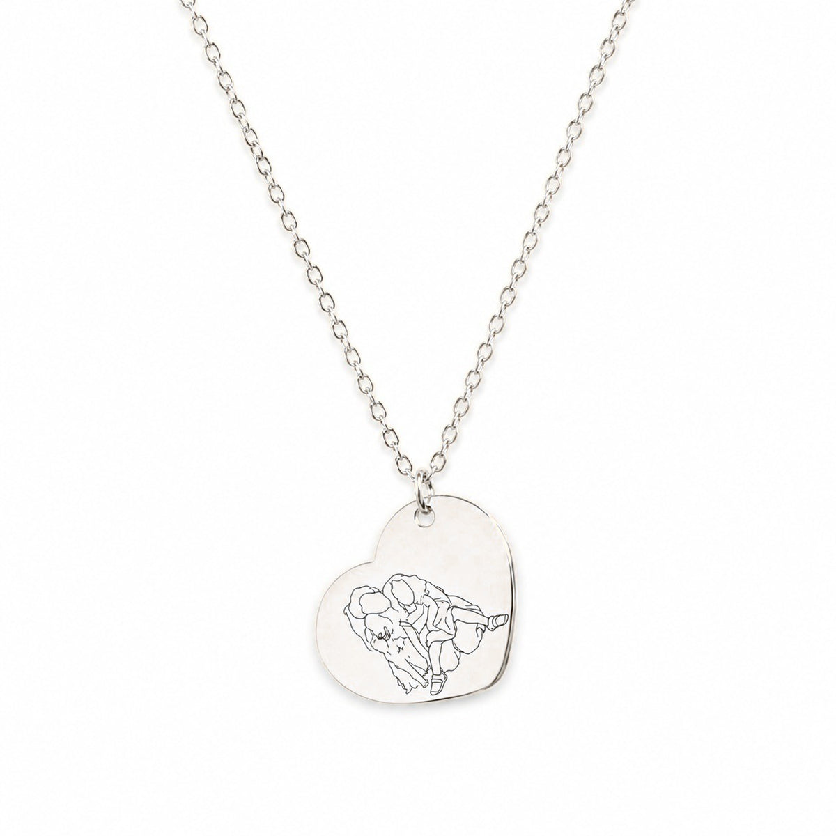 Imago – collier cœur portrait gravé, acier argenté