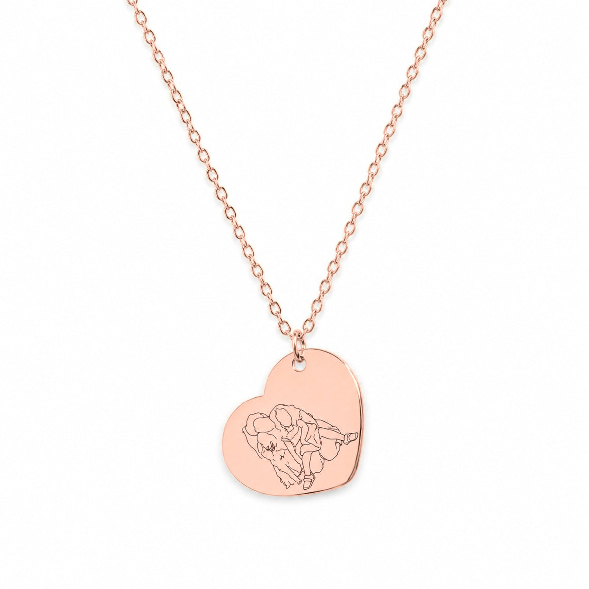 Imago – collier cœur portrait gravé, plaqué or rose