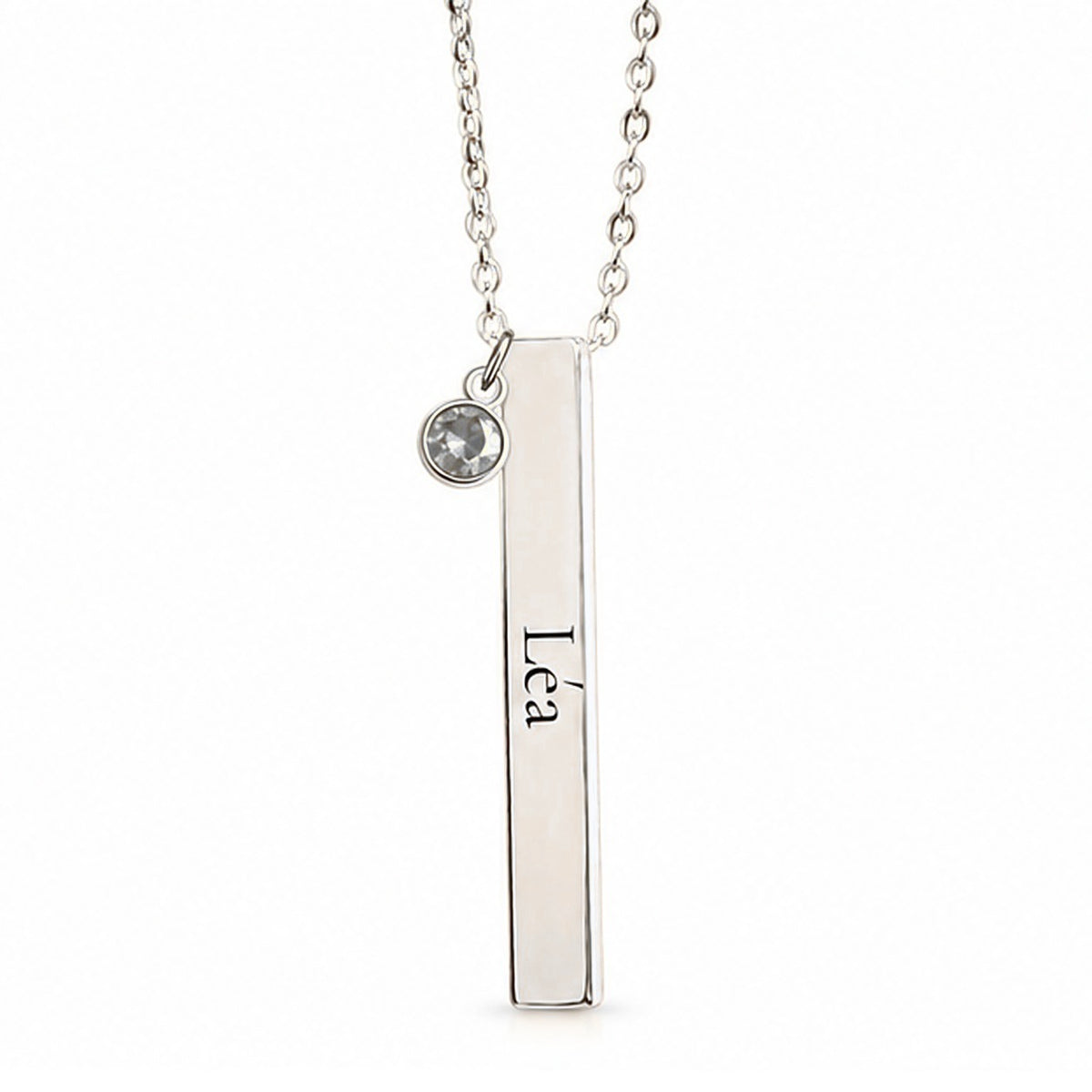 Linea – collier barre gravée, acier argenté