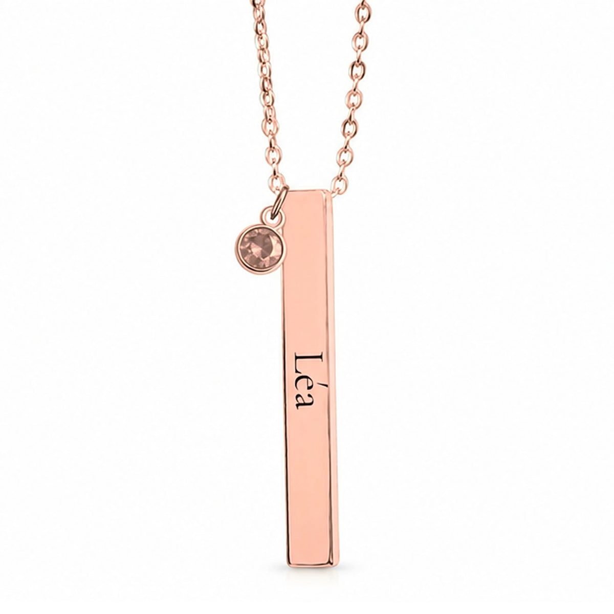 Linea – collier barre gravée, plaqué or rose