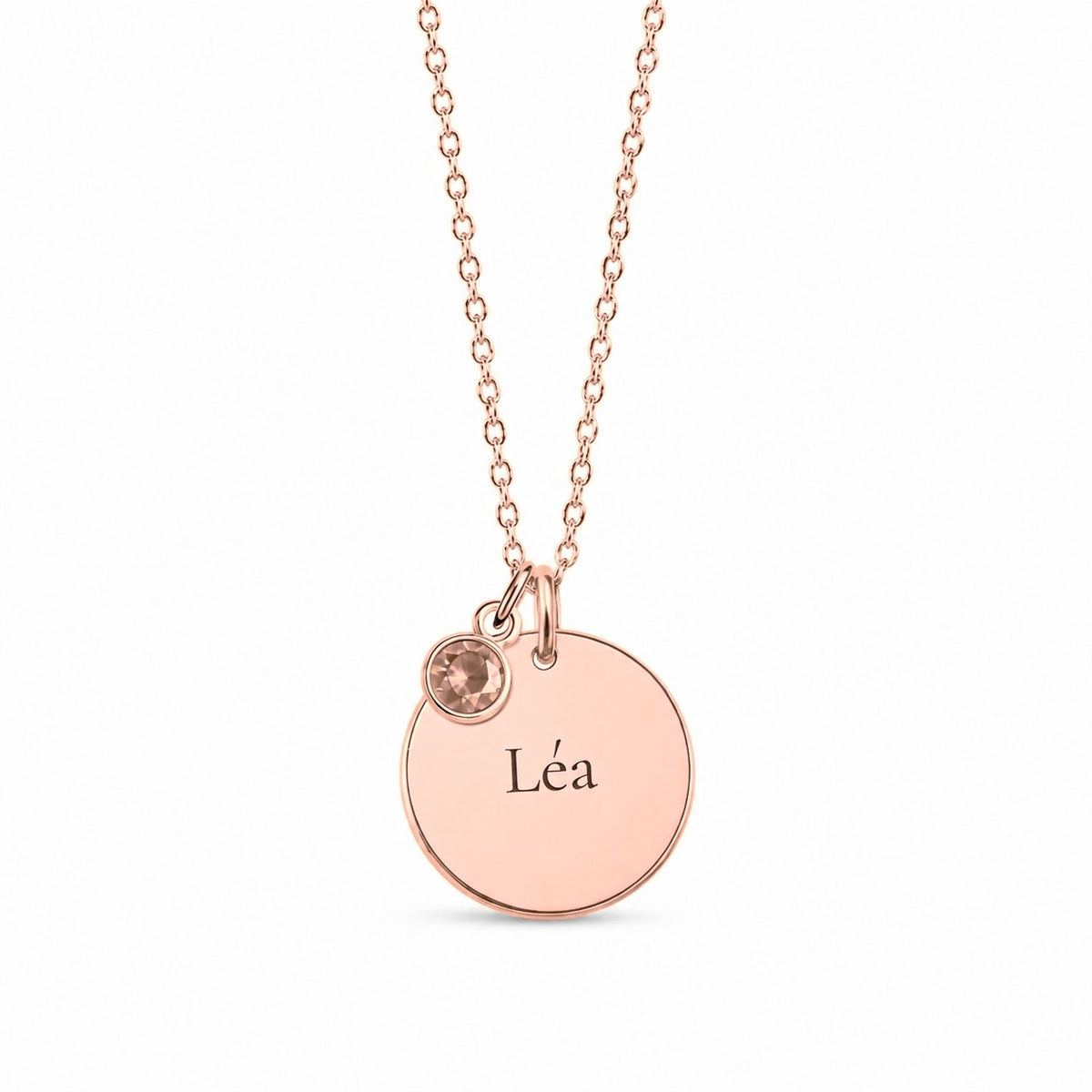 Luna – collier médaille gravée, plaqué or rose