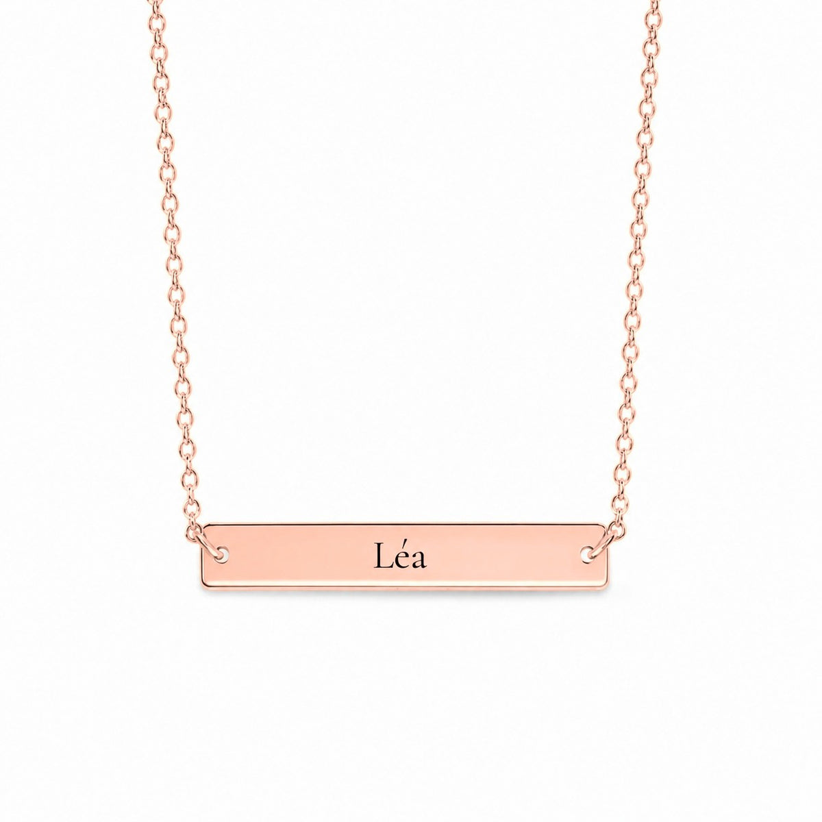 Nomen – collier barre horizontale gravée, plaqué or rose